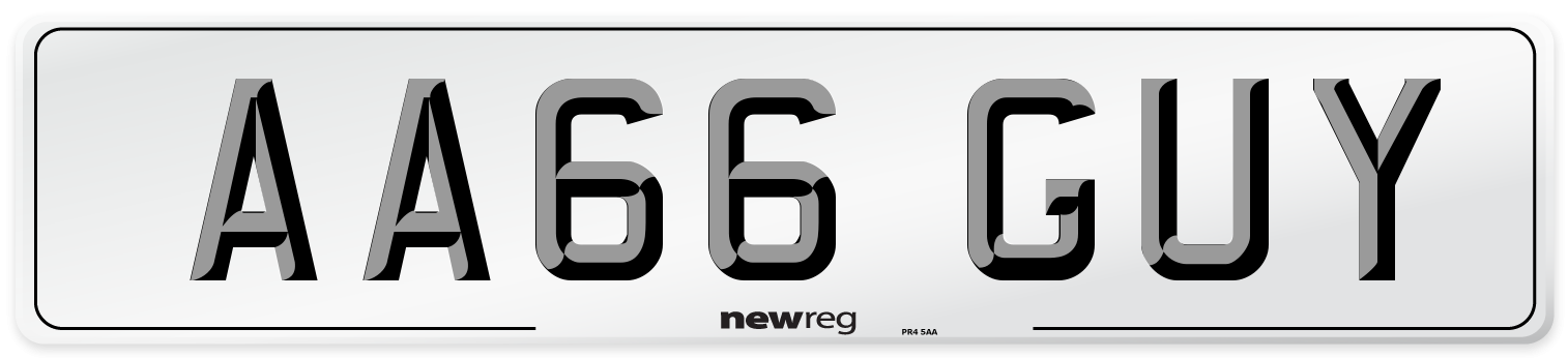 AA66 GUY Number Plate from New Reg